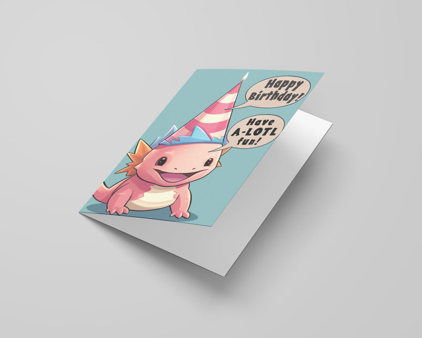 Axolotl Birthday Cards (Pop-Art) for Kids with Envelope