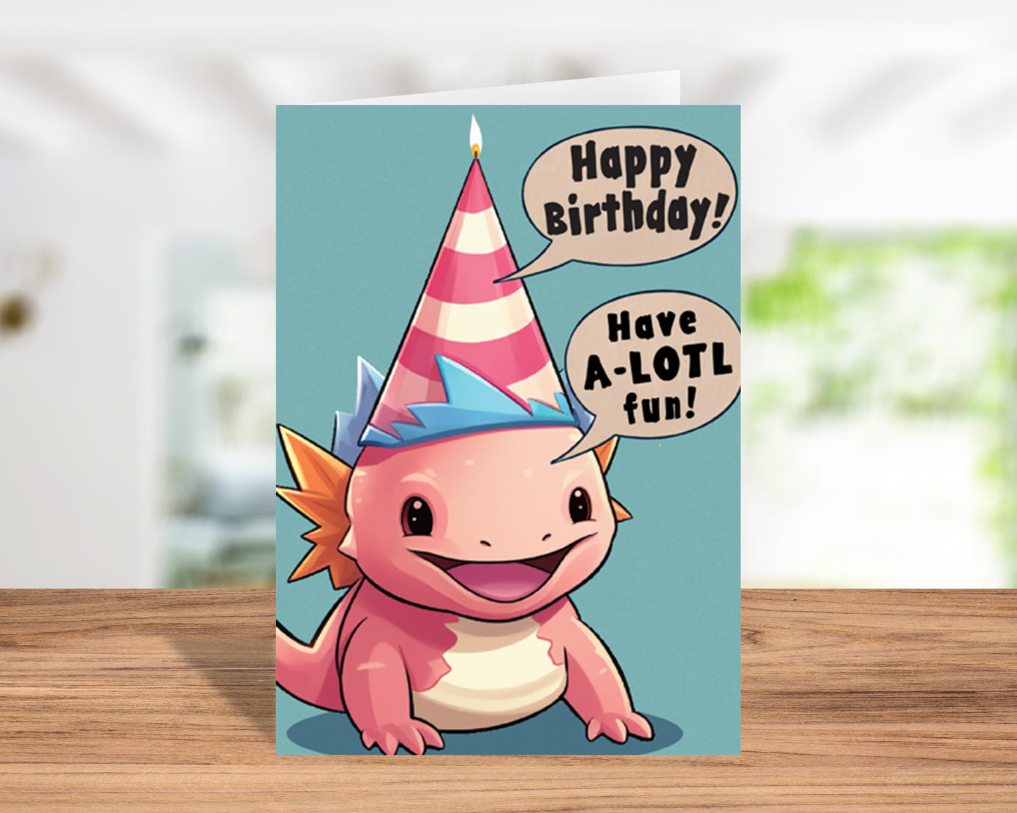 Axolotl Birthday Cards (Pop-Art) for Kids with Envelope
