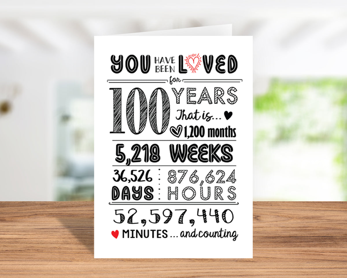 3-Foot Giant 100th Birthday Card With Envelope – Presents & Balloons Design