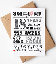 18th Birthday Card - 18 Years Loved Anniversary - 18th Birthday Gift Ideas - 18th Birthday Decorations - Includes Card & Envelope by Katie Doodle