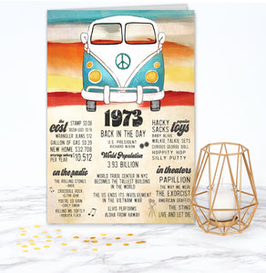 50th Birthday Card - Vintage 1973 Anniversary - 50th birthday gift ideas -  50th birthday decorations - Includes 5x7" Card & Envelope by Katie Doodle