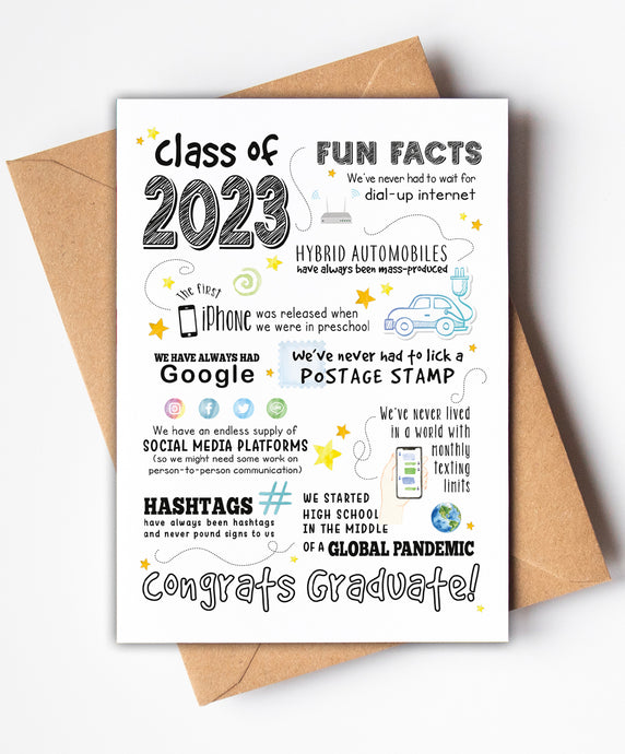 Graduation Card - Class of 2023 - Graduation Gift Ideas - Graduation Decorations for Her or Him - Includes 5x7