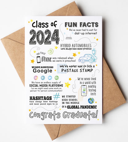 Graduation Card 2024 (Back-in Class of 2024) with Envelope