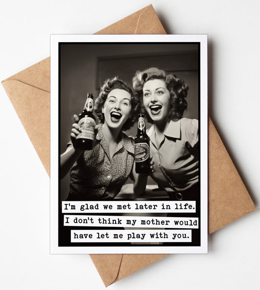 Funny Birthday Card for Friend (5x7") Vintage with Envelope