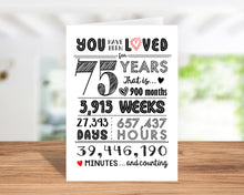 75th Birthday Card - 75 Years Loved - 75th Birthday Gift Ideas - 75th Birthday Decorations - Includes Card & Envelope by Katie Doodle