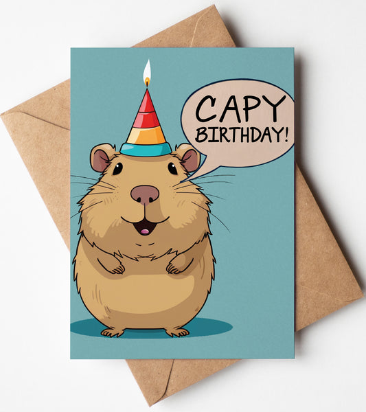 Capybara Birthday Card (Pop-Art) for Kids with Envelope