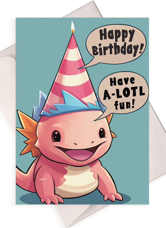 Axolotl Birthday Cards (Pop-Art) for Kids with Envelope