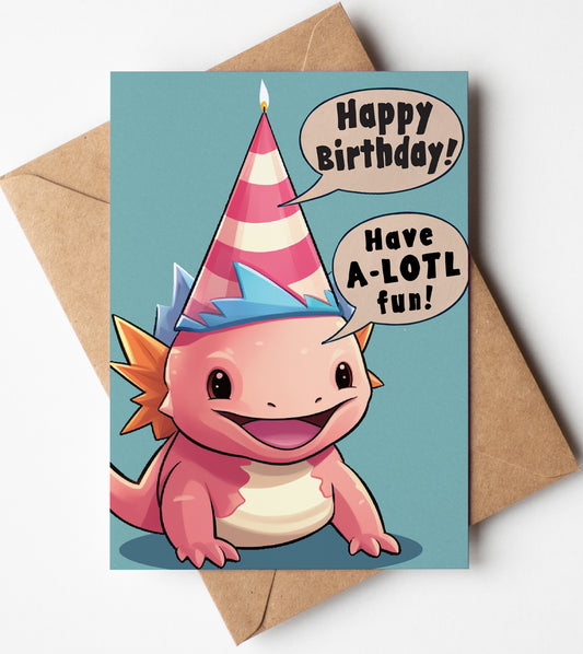 Axolotl Birthday Cards (Pop-Art) for Kids with Envelope