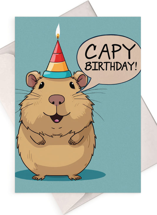 Capybara Birthday Card (Pop-Art) for Kids with Envelope