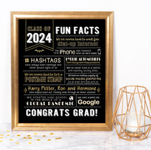 Graduation Centerpiece Sign (8x10") Black & Gold Class of 2024 (Unframed)