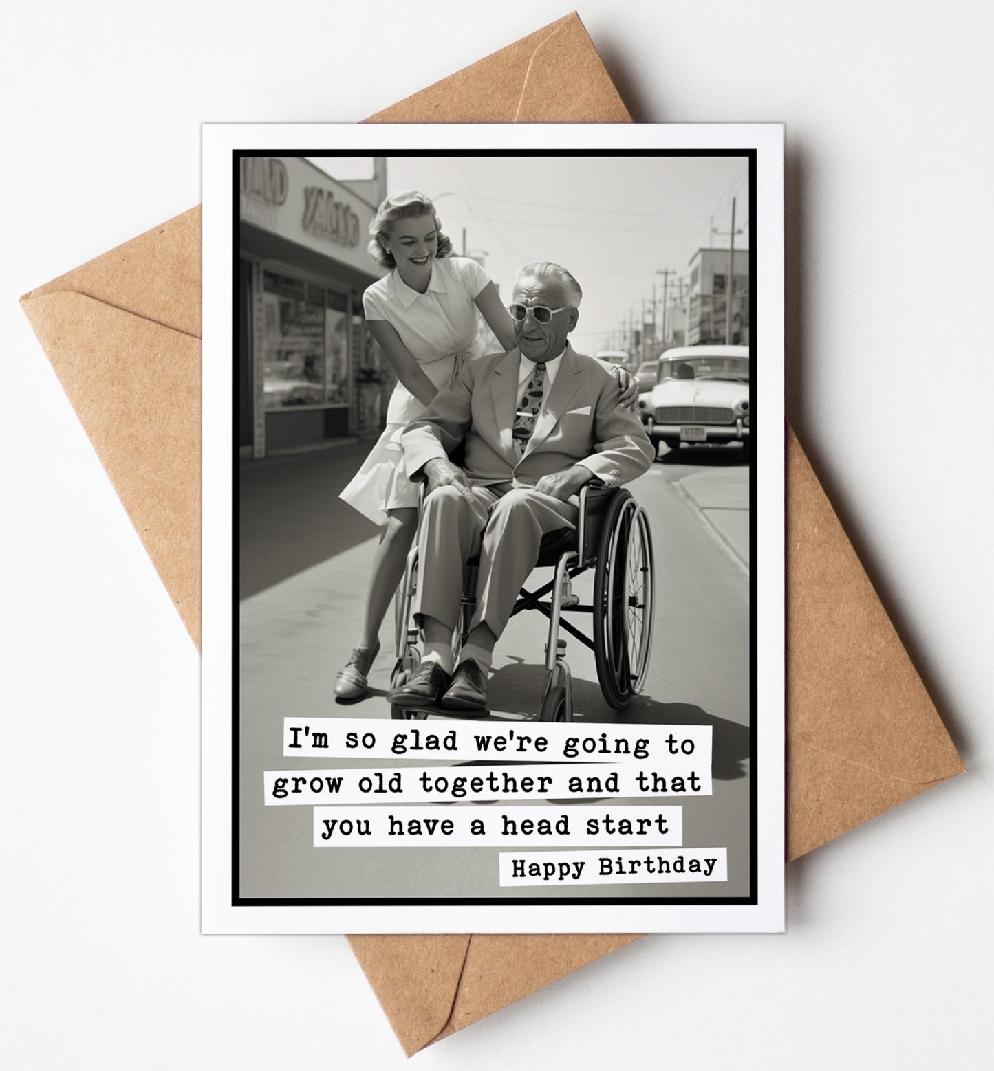 Funny Birthday Card for Husband (5x7") Vintage with Envelope