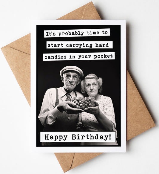 Funny Birthday Card (5x7 inch) with Envelope (Vintage)