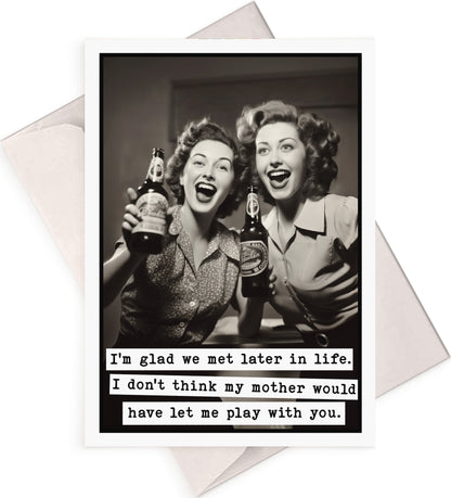 Funny Birthday Card for Friend (5x7") Vintage with Envelope