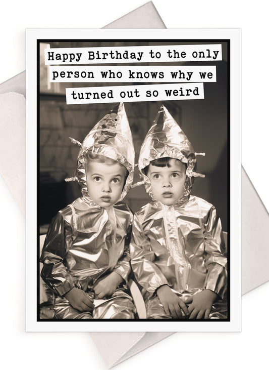 Funny Birthday Card for Sibling (5x7") Vintage with Envelope