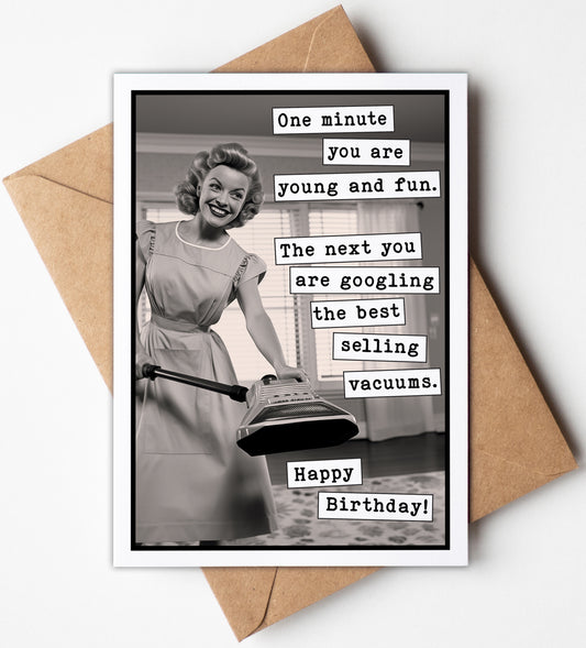 Funny Birthday Card for Friend (5x7") Vintage with Envelope