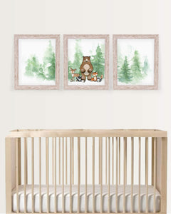 Woodland Nursery Decor for Boy or Girl | Includes Set of 3 Wall Prints