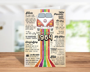 60th Birthday Card (5x7 inch) Vintage 1964 with Envelope