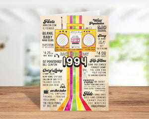 30th Birthday Card (5x7 inch) Vintage 1994 with Envelope
