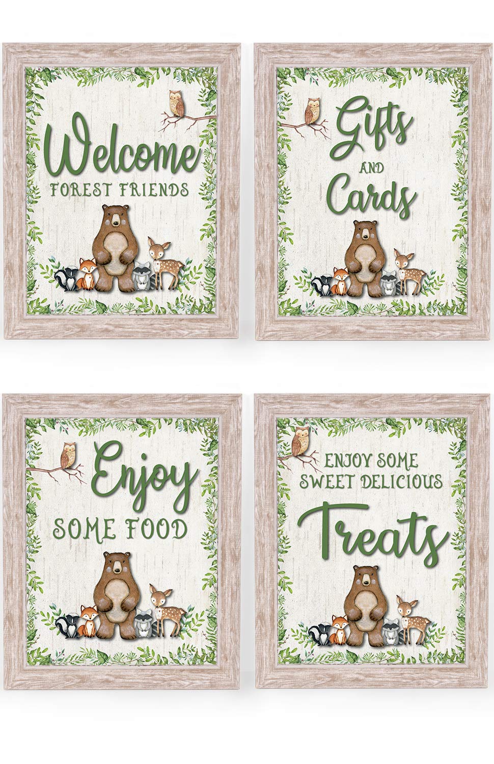 Woodland Baby Shower Decorations for Boy Girl | 4 Table Signs (Set A1)