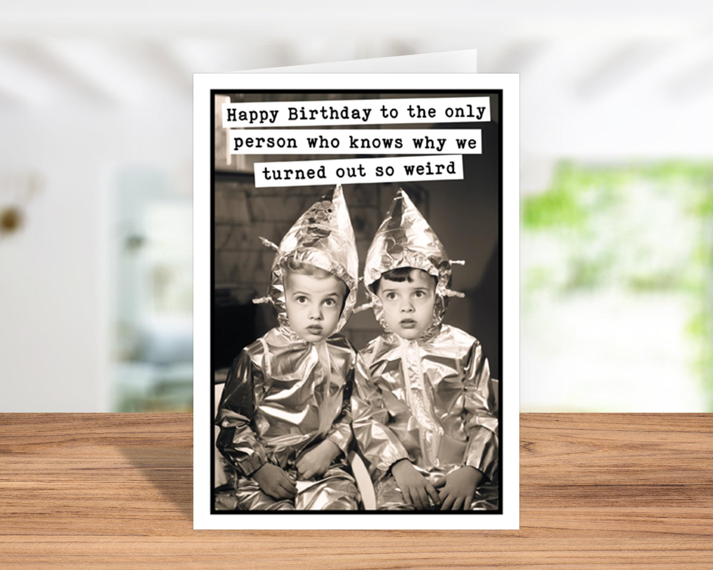 Funny Birthday Card for Sibling (5x7") Vintage with Envelope