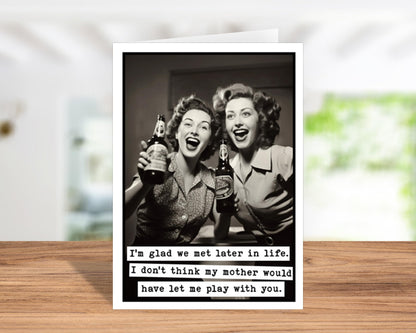 Funny Birthday Card for Friend (5x7") Vintage with Envelope