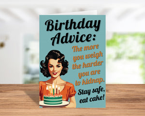 Funny Birthday Card for Her (5x7") Vintage with Envelope