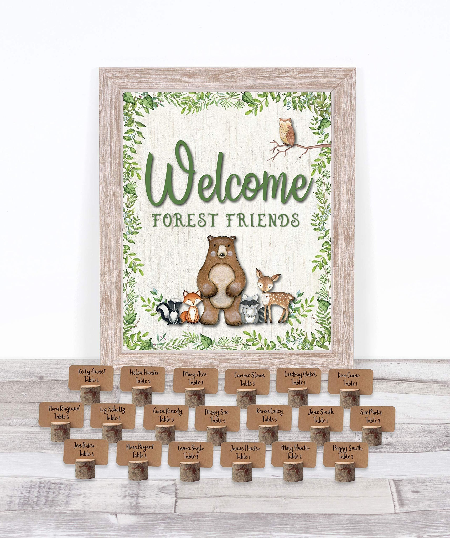 Woodland Baby Shower Decorations for Boy Girl | 4 Table Signs (Set A1)