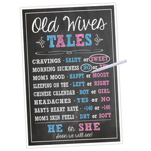 Baby Gender Reveal Party Games Decorations | 11x17" Old-Wives-Tales Poster (GR001)