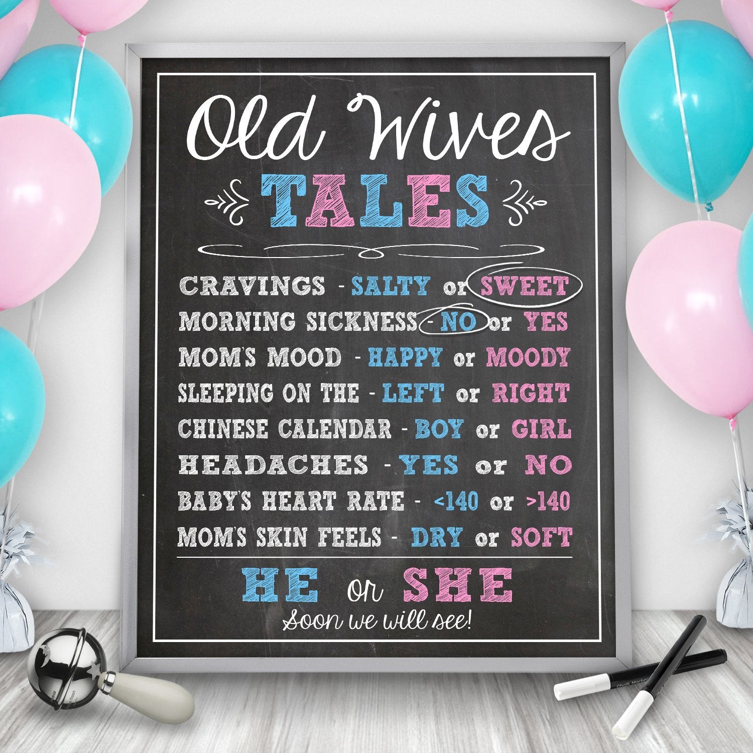 Baby Gender Reveal Party Games Decorations 11x17/